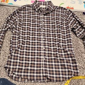 Men's Checkered Shirt - Navy And Tan. Chatham Road Size Large Long sleeve